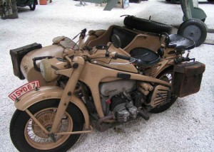 La Zundapp KS 750 sidecar, utilizada durante la guerra.