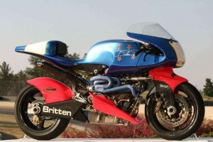 Britten V1000 de 1993 en que se puede apreciar como el motor actua como chasis.
