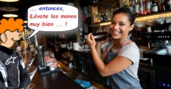Entonces lávate las manos muy bien por si pido una hamburguesa con queso.