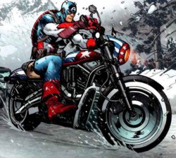 Cuando se refiere al Capitán America, está pensando en la burra de Harley que tiene ese nombre y no, en el héroe del comic.