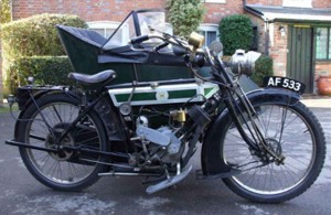 P&M Old School Sidecar - El cilindro inclinado era como una marca para P & M, que más tarde se convirtió en Panther. El Royal Flying Corps los usó mucho durante la Primera Guerra Mundial.