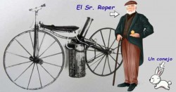 Velocípedo de vapor Roper (versión de 1869). Es una de las tres máquinas que se han considerado la primera motocicleta, pero ... La Enciclopedia Británica define una motocicleta como, "cualquier vehículo de dos ruedas o, con menos frecuencia, de tres ruedas, generalmente propulsado por un motor de combustión interna". Así que para unos es la primera motocicleta y para otros que sólo consideran motocicleta a la que va propulsada por un motor de combustión interna, no sería la primera.