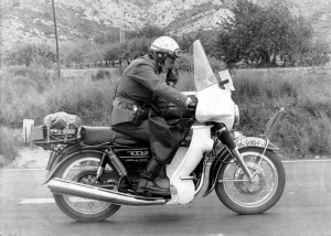  Sanglas 400, "La marca de la Guardia Civil de Tráfico"  Utilizaron las 350, las 400, las500 y las 400Y, patrullando las carreteras en la década de los 60 y 70.